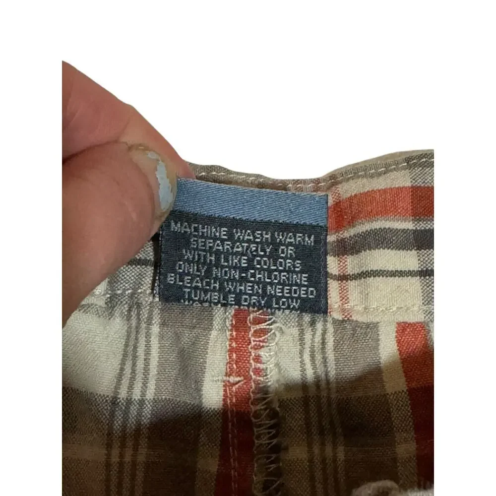 The Children’s Place Boys Plaid Cotton Shorts Size 12 Orange Beige Vintage